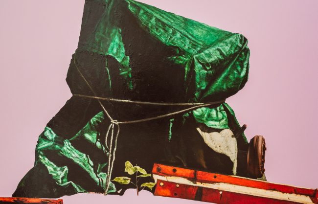 Still Life with Green Tarp with Orange Girder – Rope and Plant
